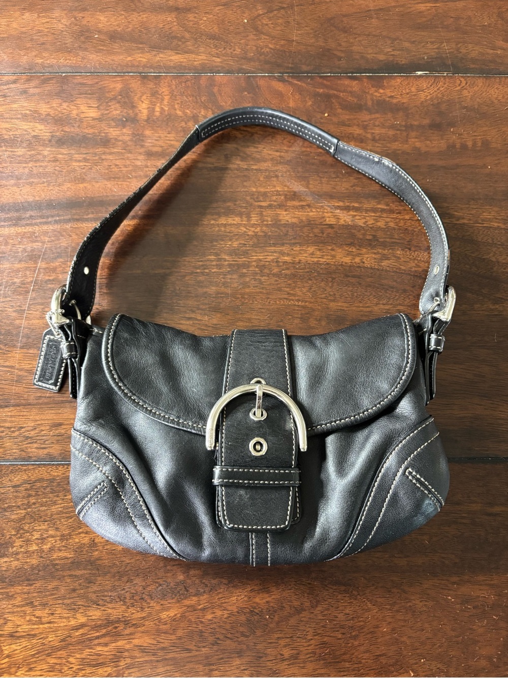 Vintage Coach Black Leather Hobo Bag